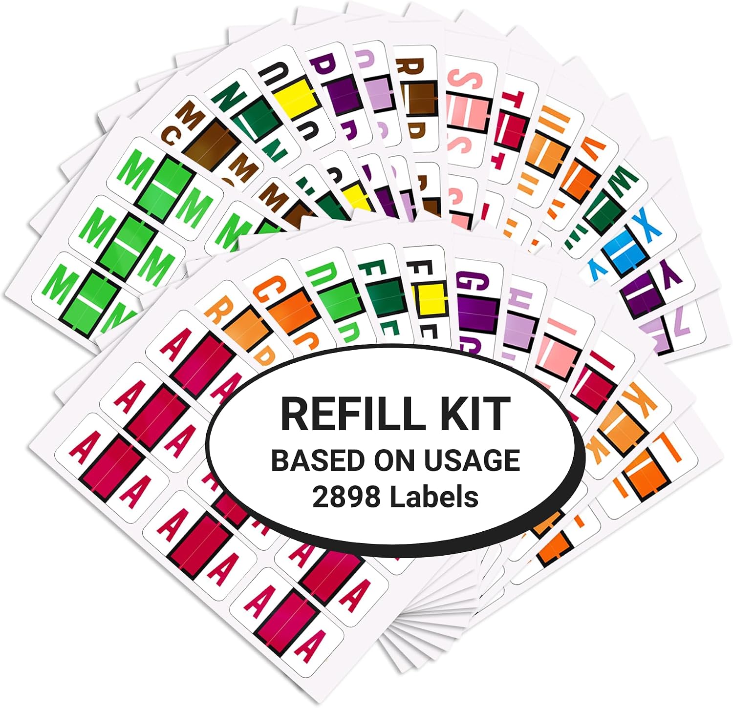 Doctor Stuff - Alphabet Letters for File Folders, A-Z Plus Mc, 2898 Assorted Labels, NO File Box or Indexes, Jeter/TAB 5100 - JXAM Series Compatible Alpha Stickers, 15/16" x 1-5/8"