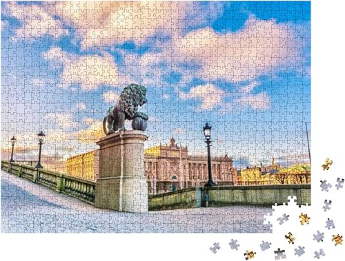 Miniatura 2 de Sculptures of Lions Near The Main Staircase of The Royal... Jigsaw Puzzle Jigsaw Puzzle with 1000 Pieces