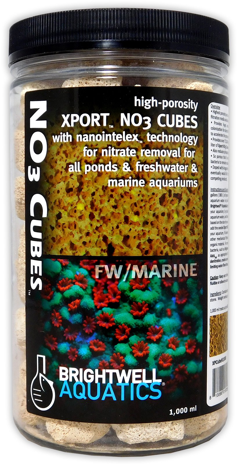 Brightwell Aquatics Xport NO3 Cubes Nitrate Reduction Filter Media 1L