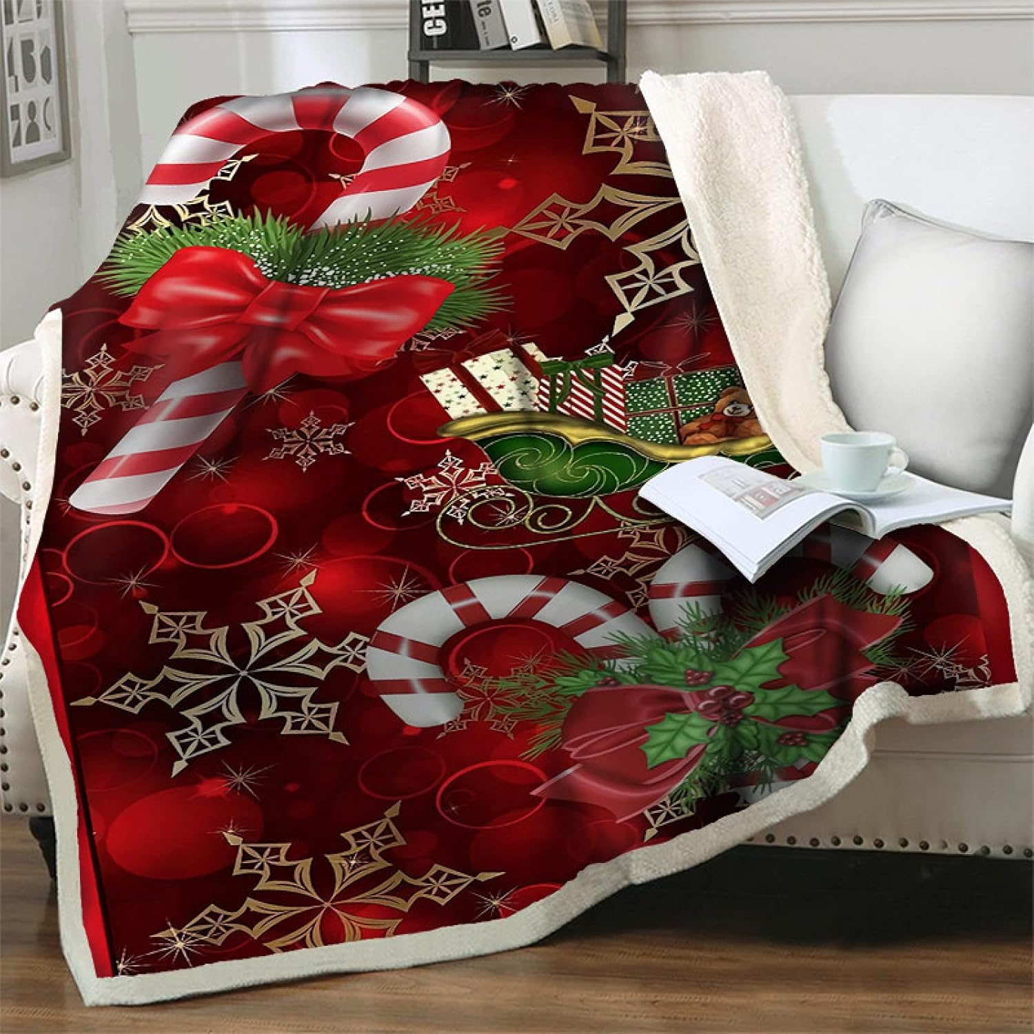 ALYOU 3D Print Super King Size Blankets Red Christmas, Ultrasoft Warm