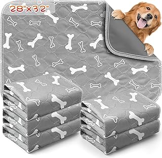 6Pack Washable Pee Pads for Dogs, 32×28 Inch Reusable Dog Pads, Non Slip Puppy Pads with Urine Absorption, Reusable Puppy Pads for Whelping, Potty, Training, Playpen