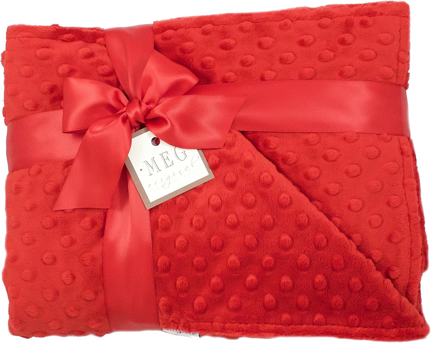 MEG ORIGINAL Red Baby Crib/Nursery Blanket Made of Heavenly Soft Minky Dot Material