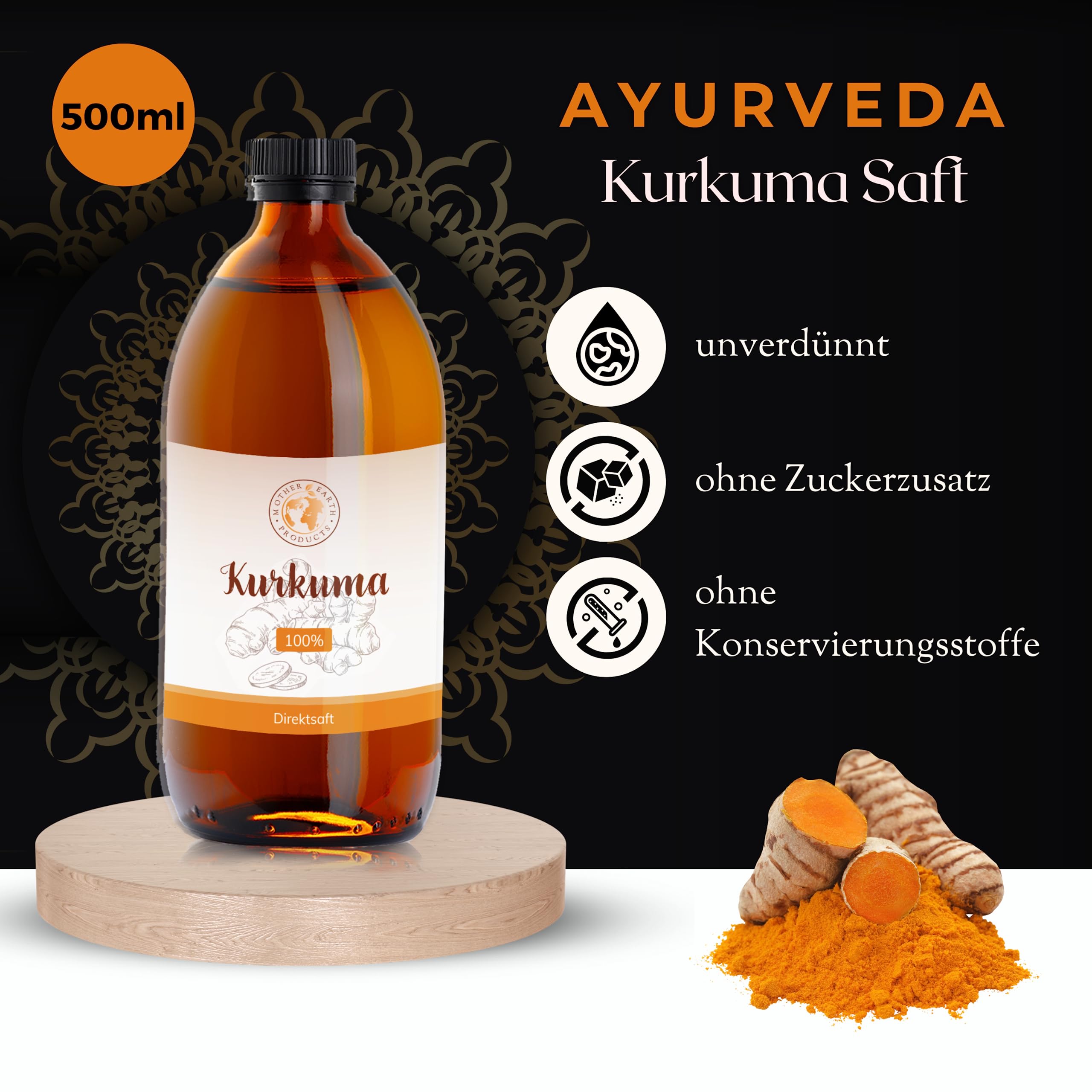 Kurkuma 99,9% Direktsaft (1 x 500ml), laborgeprüft