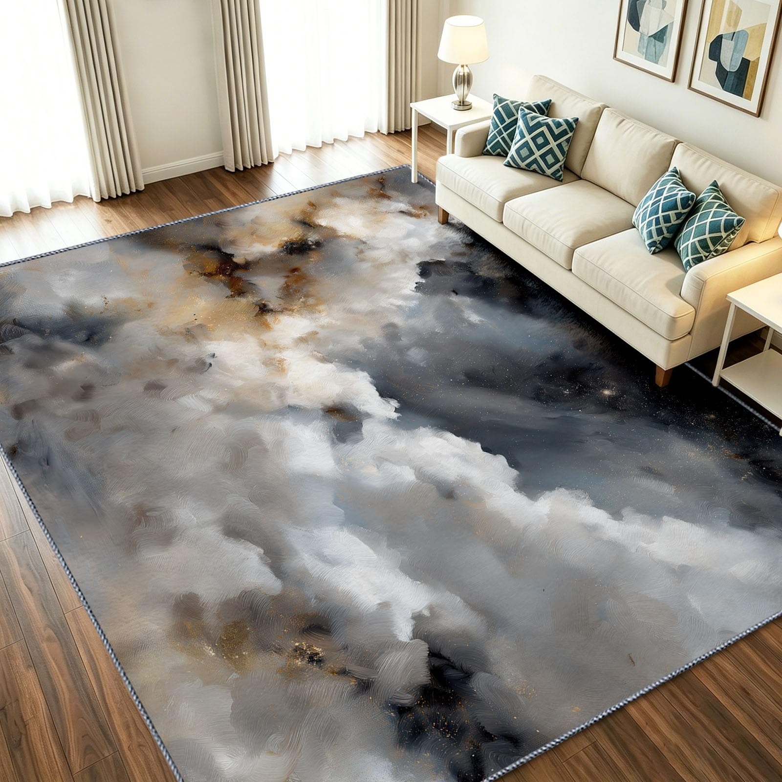 Tapis de salon moderne pour chambre d'enfants et salle à manger antidérapant