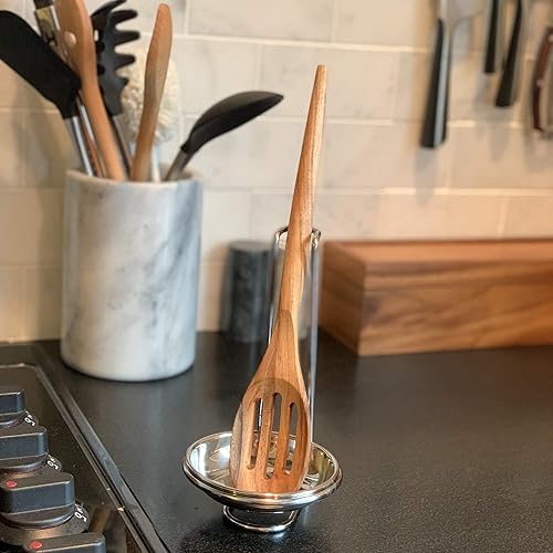 Miniatura 9 de Ironwood Gourmet Juego de utensilios de cocina de madera de acacia, espátula, ranurado, cuchara larga y regular, 4 piezas, natural