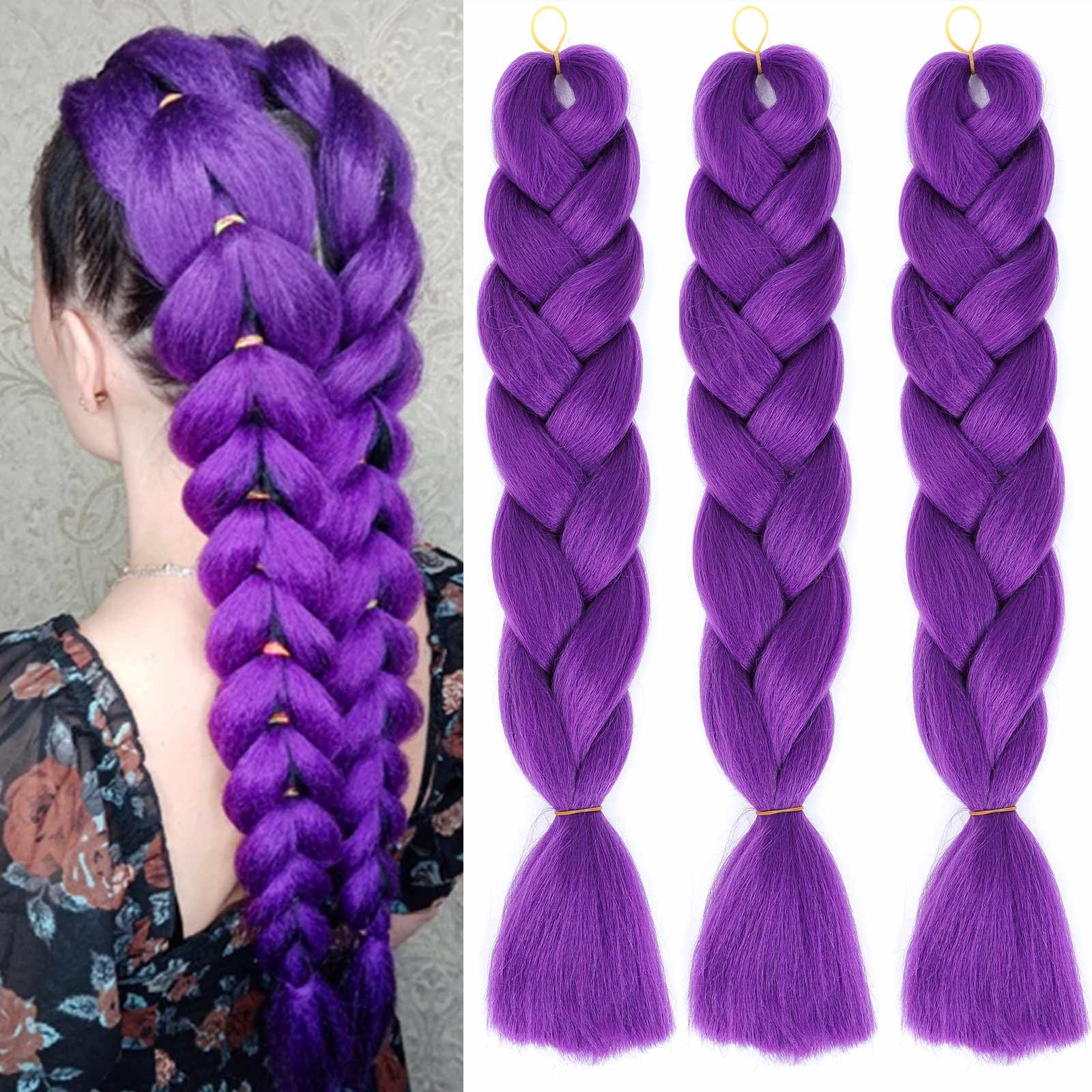 Photo 1 of Royota Purple Jumbo Braiding Hair Extension - 24 Inch (3 Pack)
