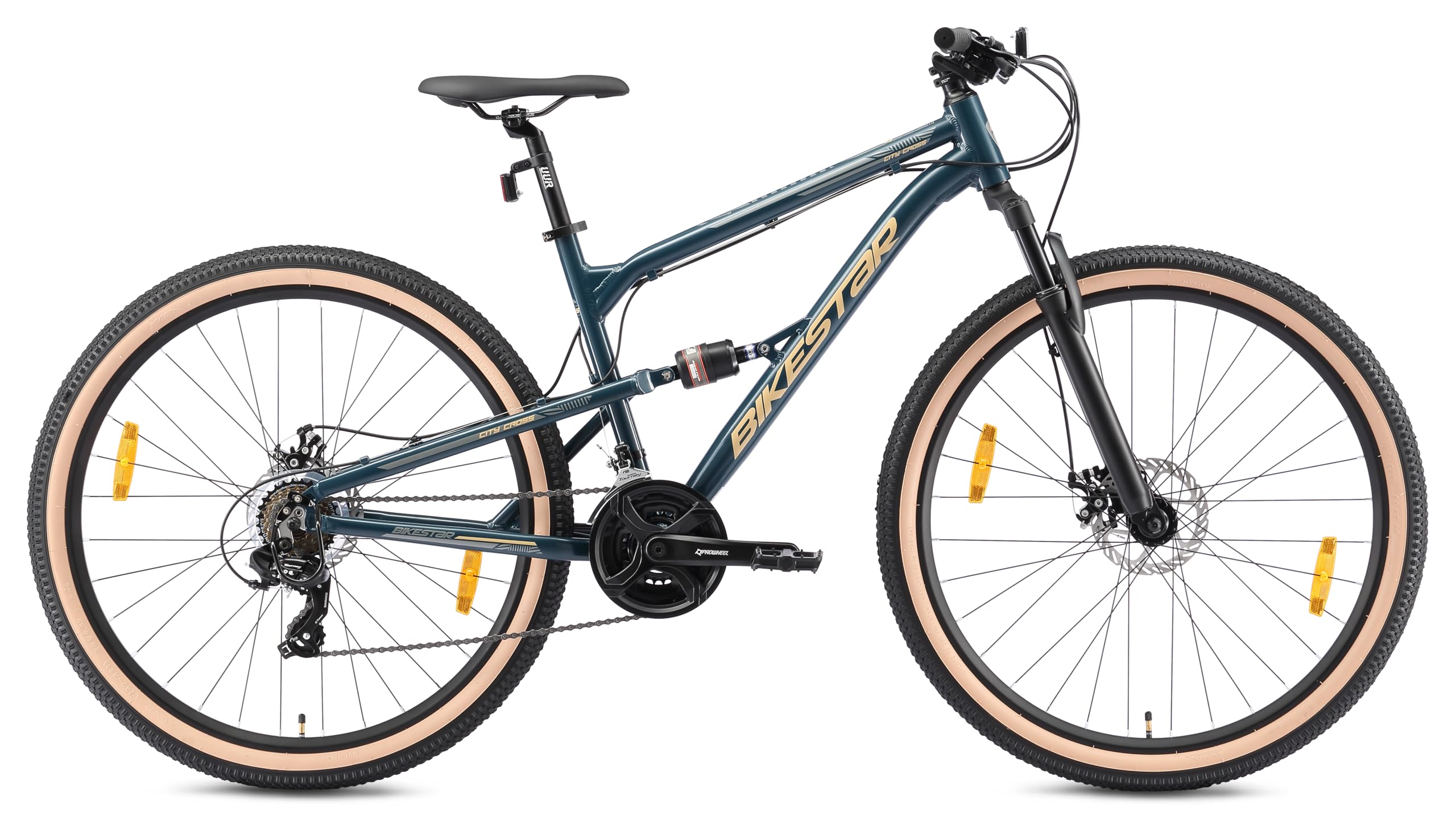 BIKESTAR VTT en Aluminium, Frein à Disque, 21 Vitesses Shimano, 26, 27.5, 29 Pouces | Mountainbike Tout Suspension Integral Cadre 16, 16.5, 17.5 Pouces