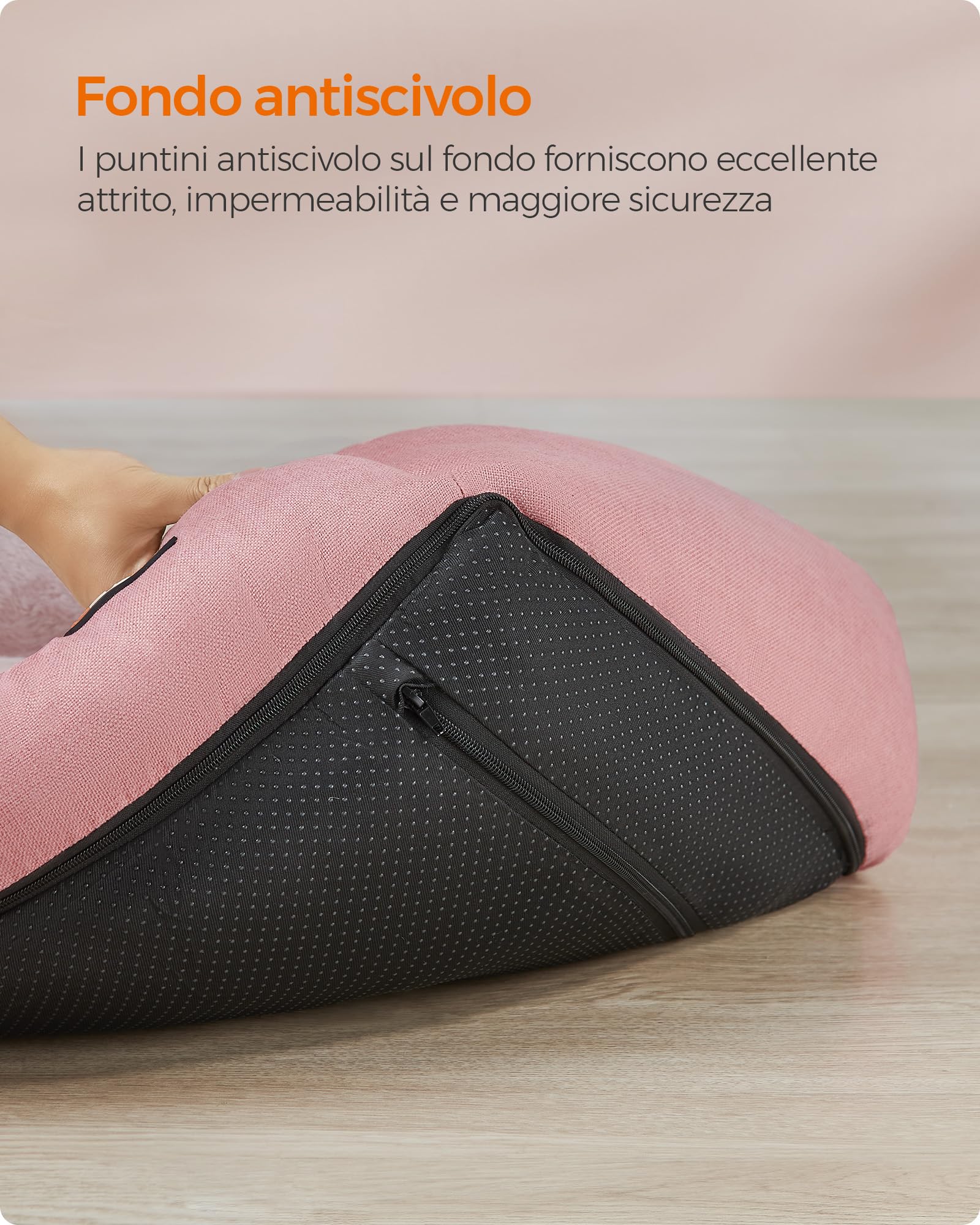Feandrea Cuccia per Cani, Lettino per Animali in Simil Lino, Bordi Rialzati, Fondo Antiscivolo, Copertura Sfoderabile per Lavaggio, M per Cane Piccolo, 70 x 55 x 21 cm, Rosa Gelatina PGW010R01