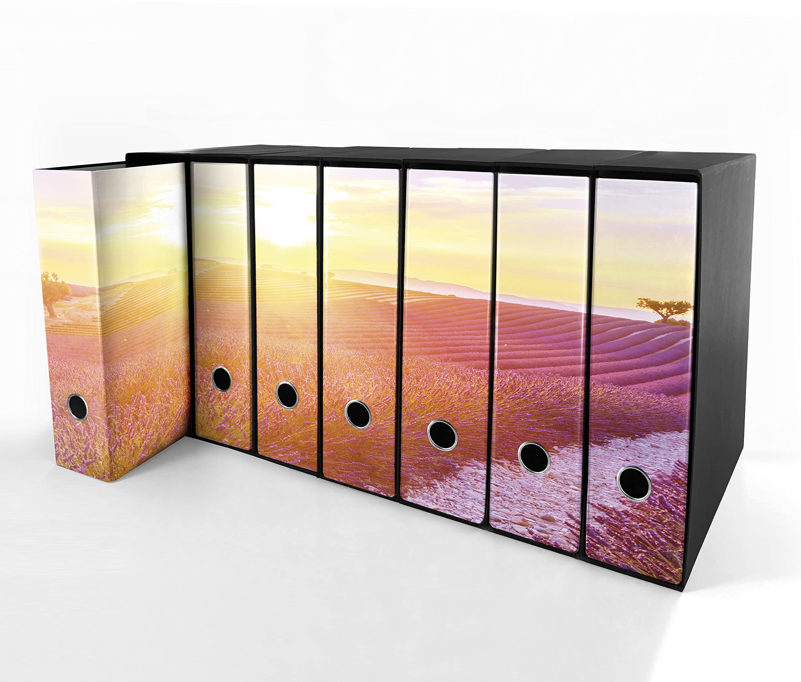 Set da 7 raccoglitori ad anelli LAVANDA AL TRAMONTO - Faldoni SHAREPRINTING (H31 con 2 anelli)