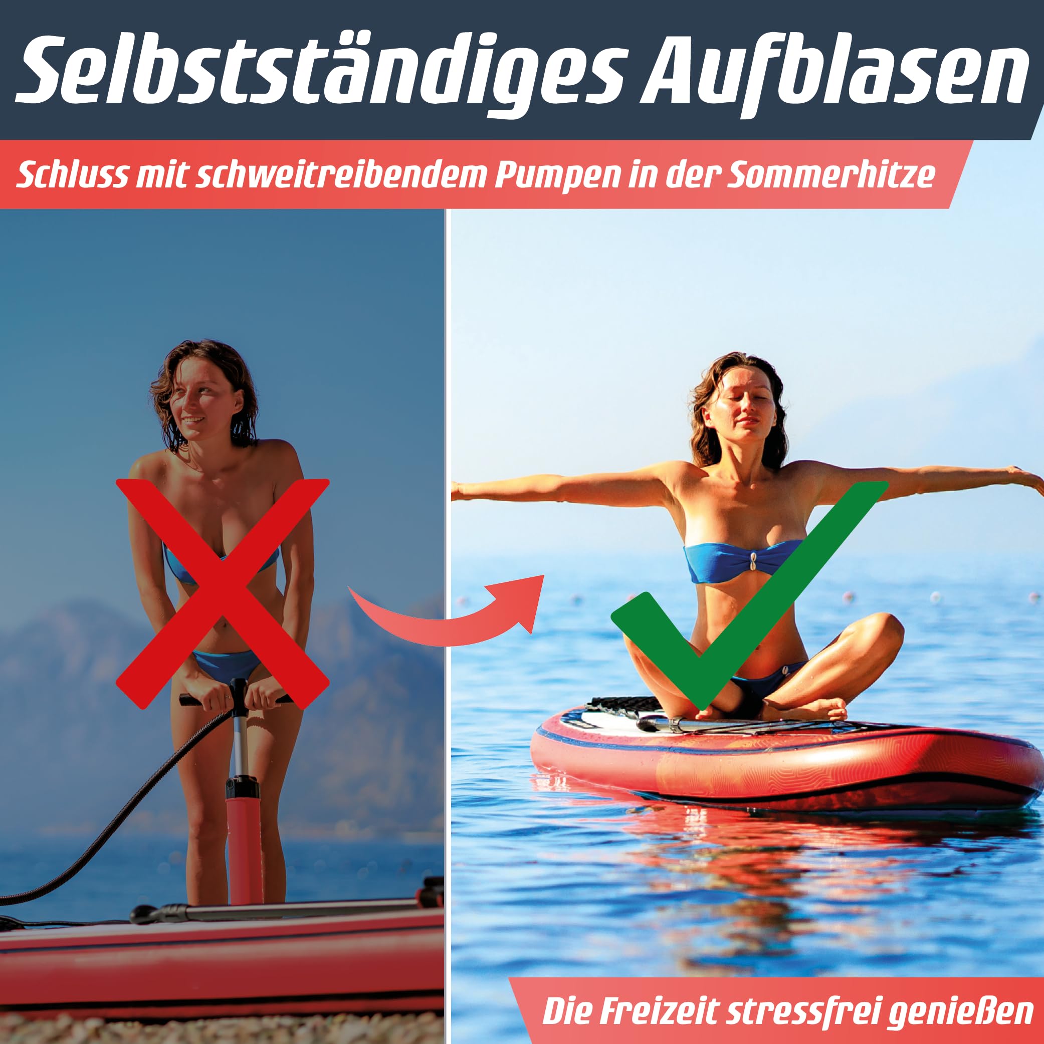 Fitleap SUP Pumpe elektrisch 20 PSI, pumpt das Board in wenigen Minuten auf | Zieldruck am LCD-Display genau einstellbar. Die Abschaltautomatik verhindert Überfüllung und Schäden an Ihrem Equipment