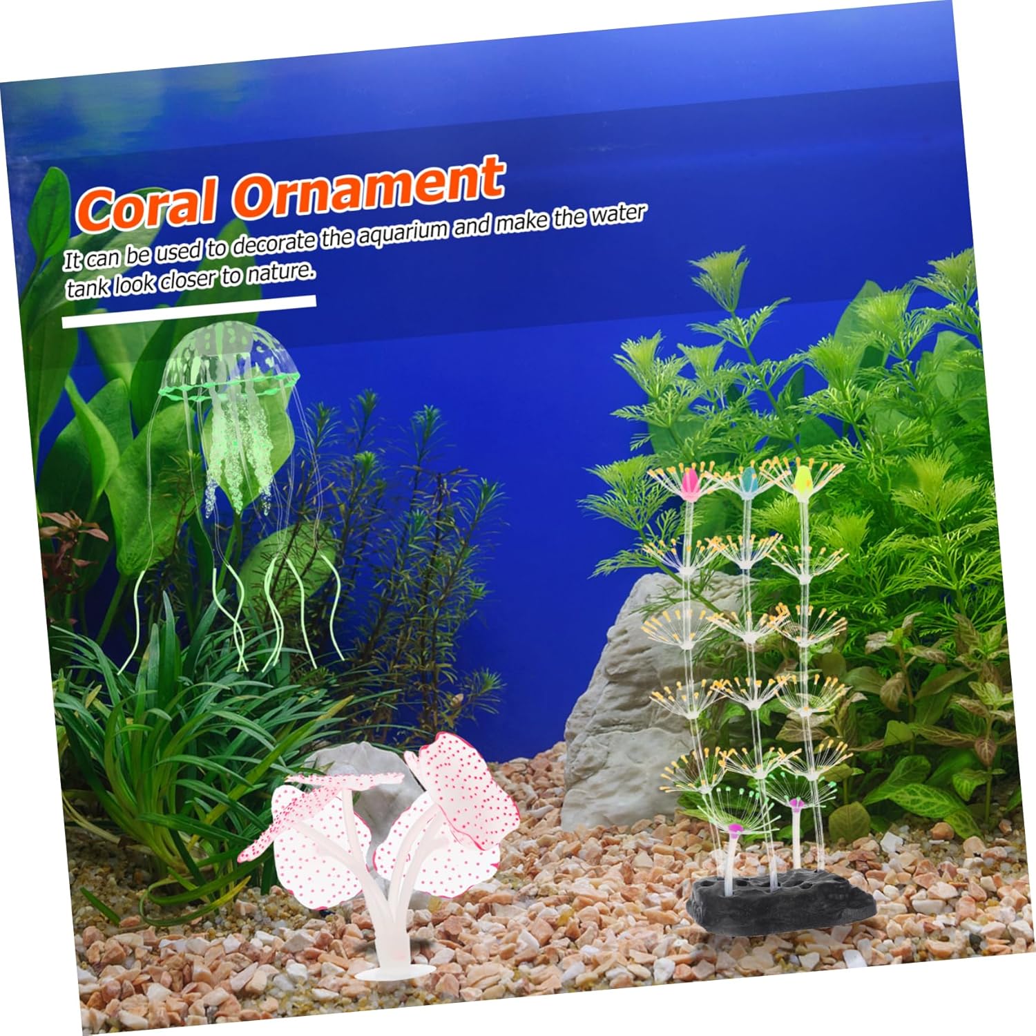 2 Sets Fish Tank Coral Landscaping Pool Tree LED Aquarium Lights Lamp Artificial Fish Tank Plants Floaties Home Decoration Large Ornaments for Fish Tank Landsc
