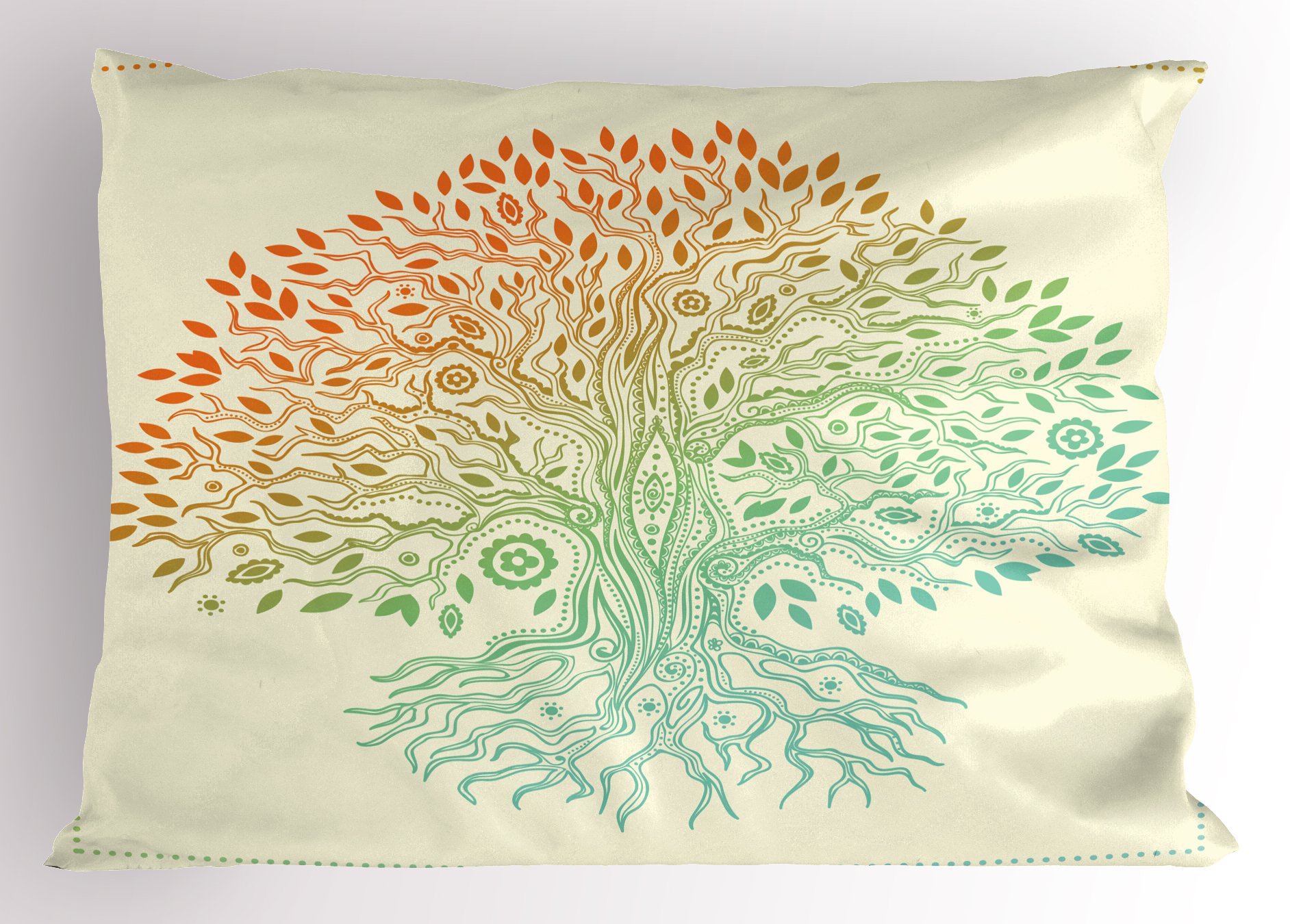 Ambesonne Tree of Life Pillow Sham, Vintage Tree of Life Pattern Tribal Cultural Mandala, Decorative Standard Size Printed Pillowcase, 26