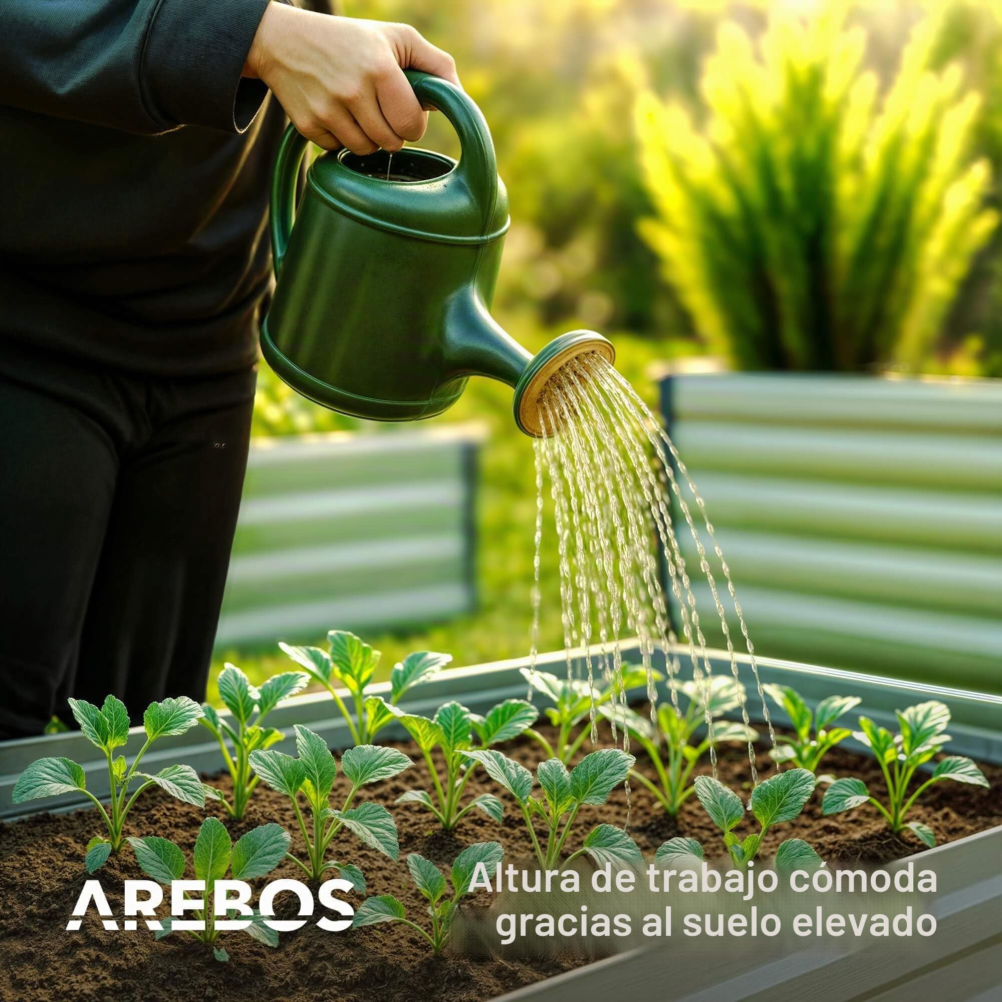 Arebos Cama de Jardín Elevada de Metal 120x90x59 cm | Cama de jardín de Acero galvanizado | Cama de siembra Resistente a la Intemperie y al óxido | Cama de Vegetales Rectangular para jardín y Patio