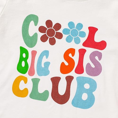 Miniatura 5 de Camiseta de algodón para hermanas grandes para niñas pequeñas, camisetas de manga corta, trajes de anuncio para bebés