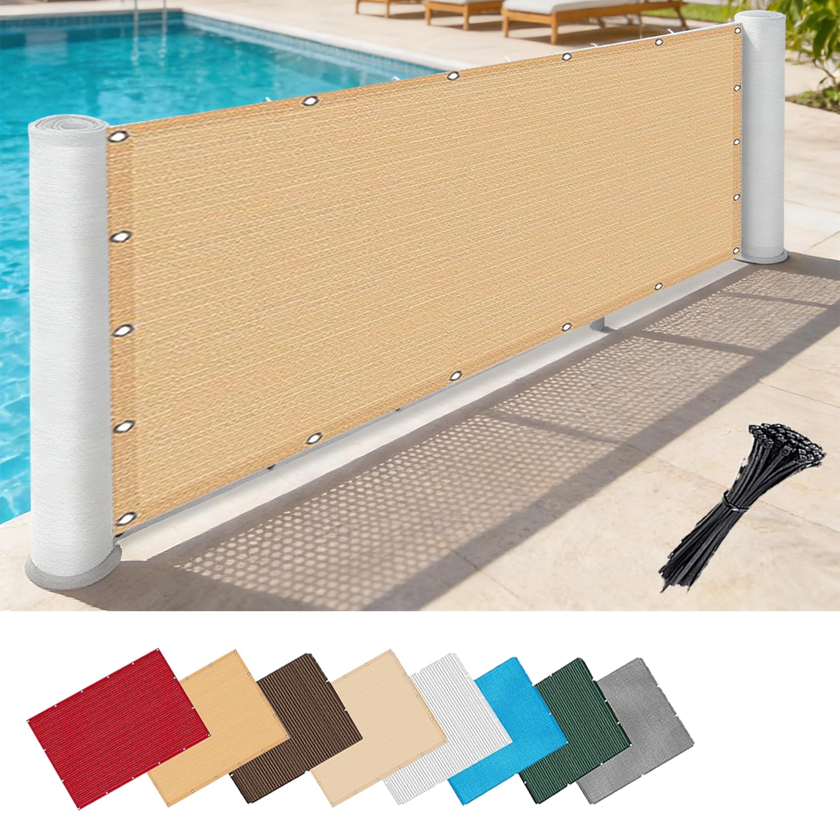 Brise vent et protection UV efficace avec ce filet d'ombrage occultant jaune sable