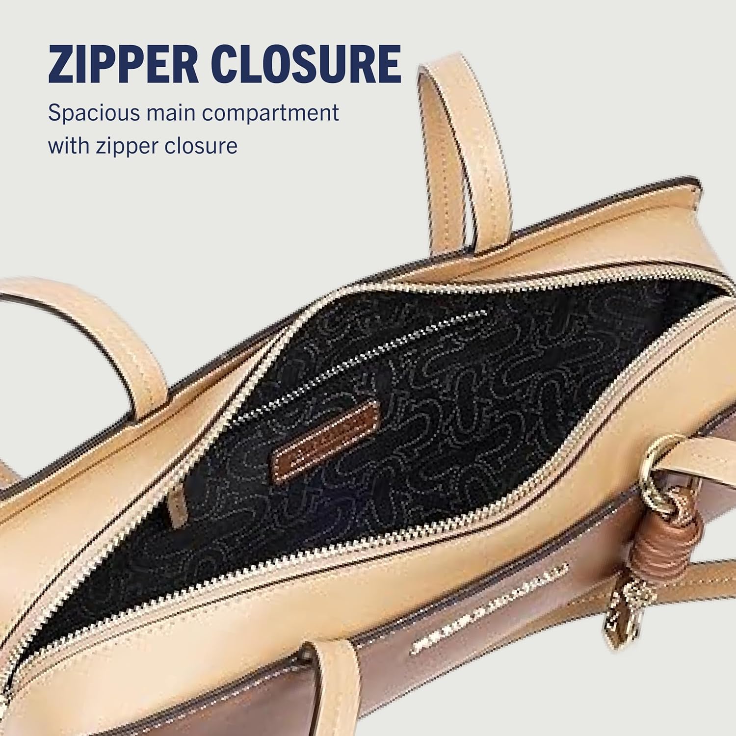 True Religion Satchel Bag, East/West Modern Structured Purse with Dual Shoulder Straps, Logo Charm and Gold Hardware - Image 6