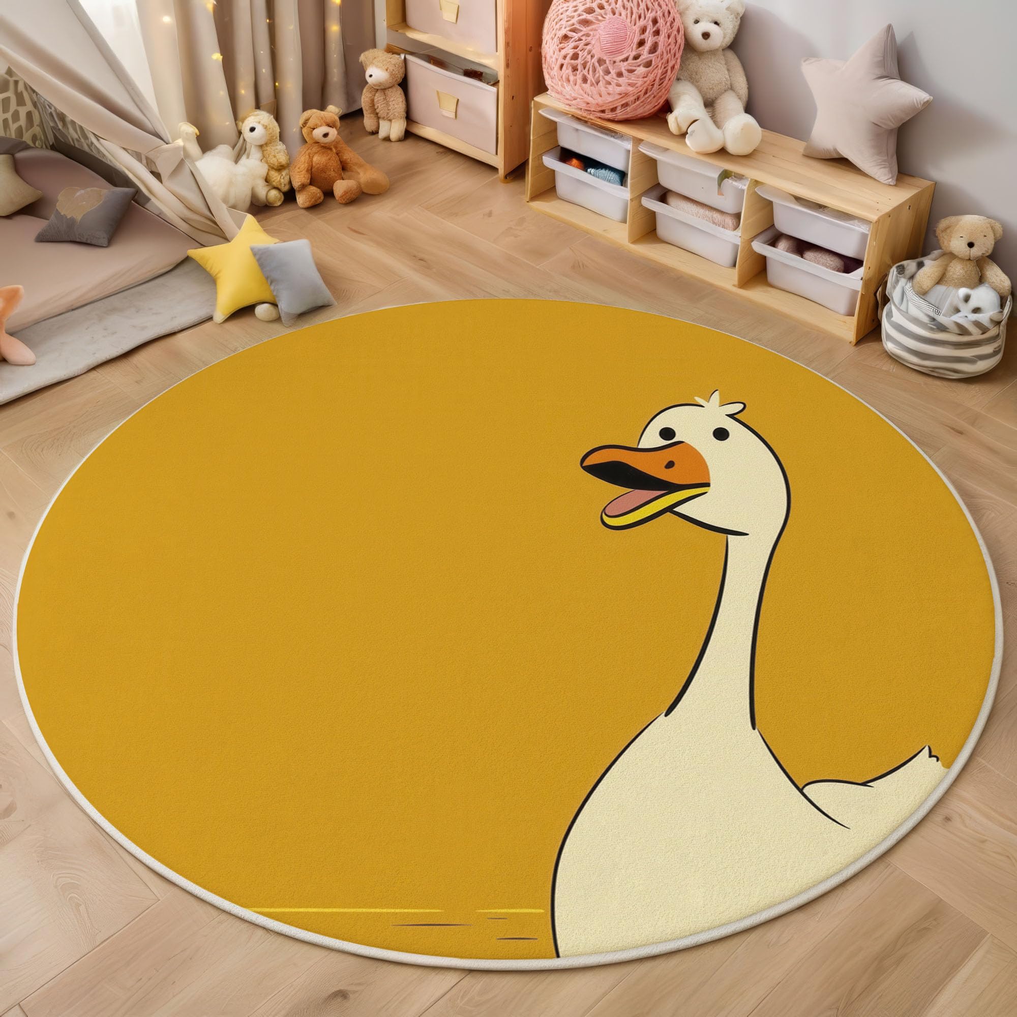 Tapis chambre enfant rond 160cm minimaliste doux et fin pour salon