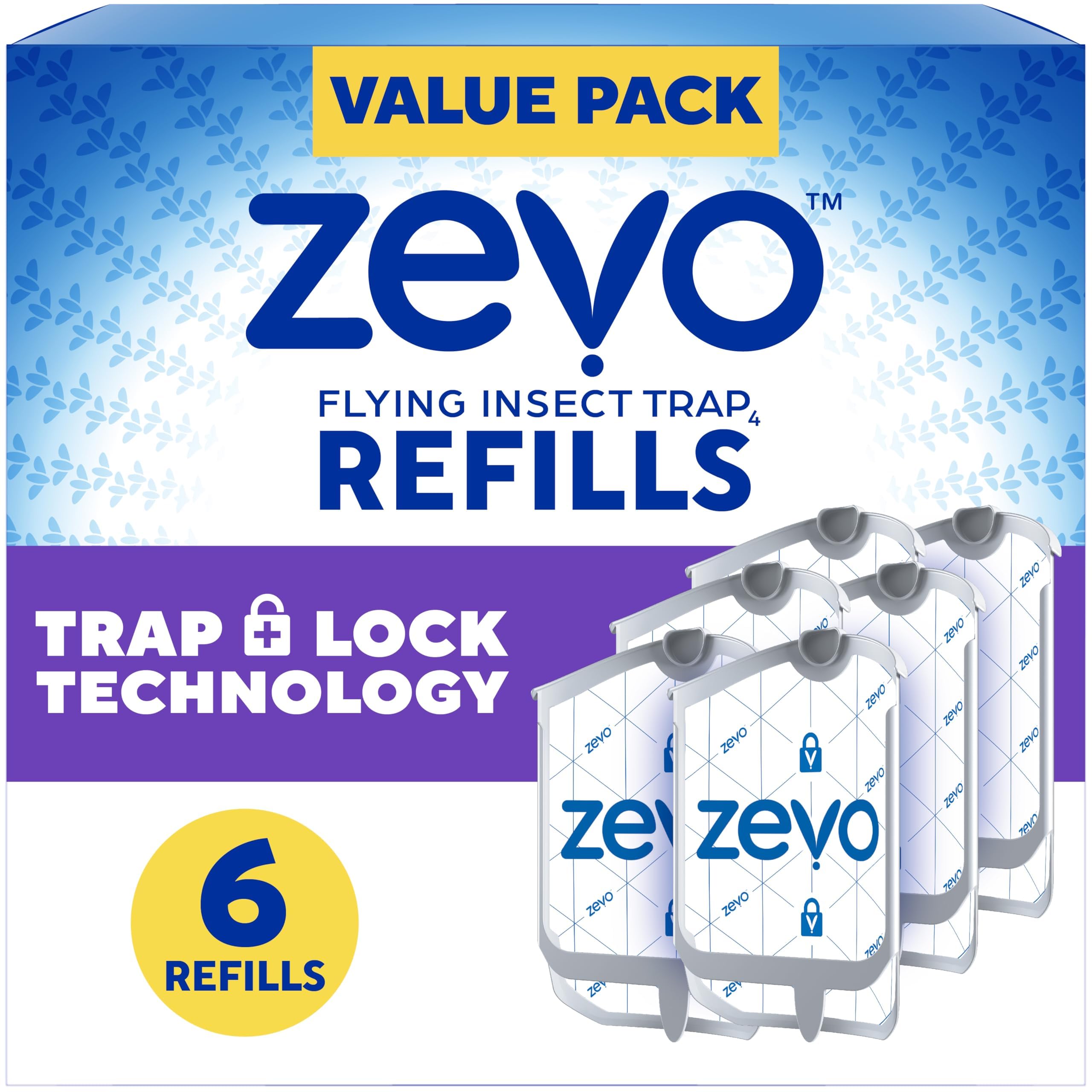 Zevo Flying Insect Trap Refill Cartridges Fly Trap Fruit Fly Trap (6 Refills)