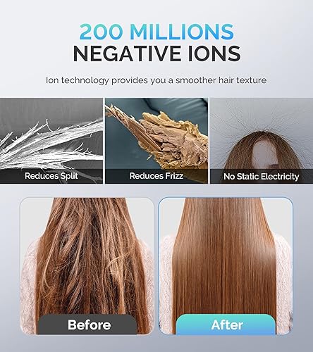 Miniatura 4 de MelodySusie Kit de secador de pelo compacto para mujer, 120,000 rpm, 1600 W, secado rápido, de alta velocidad, kit de regalo con difusor, cepillo