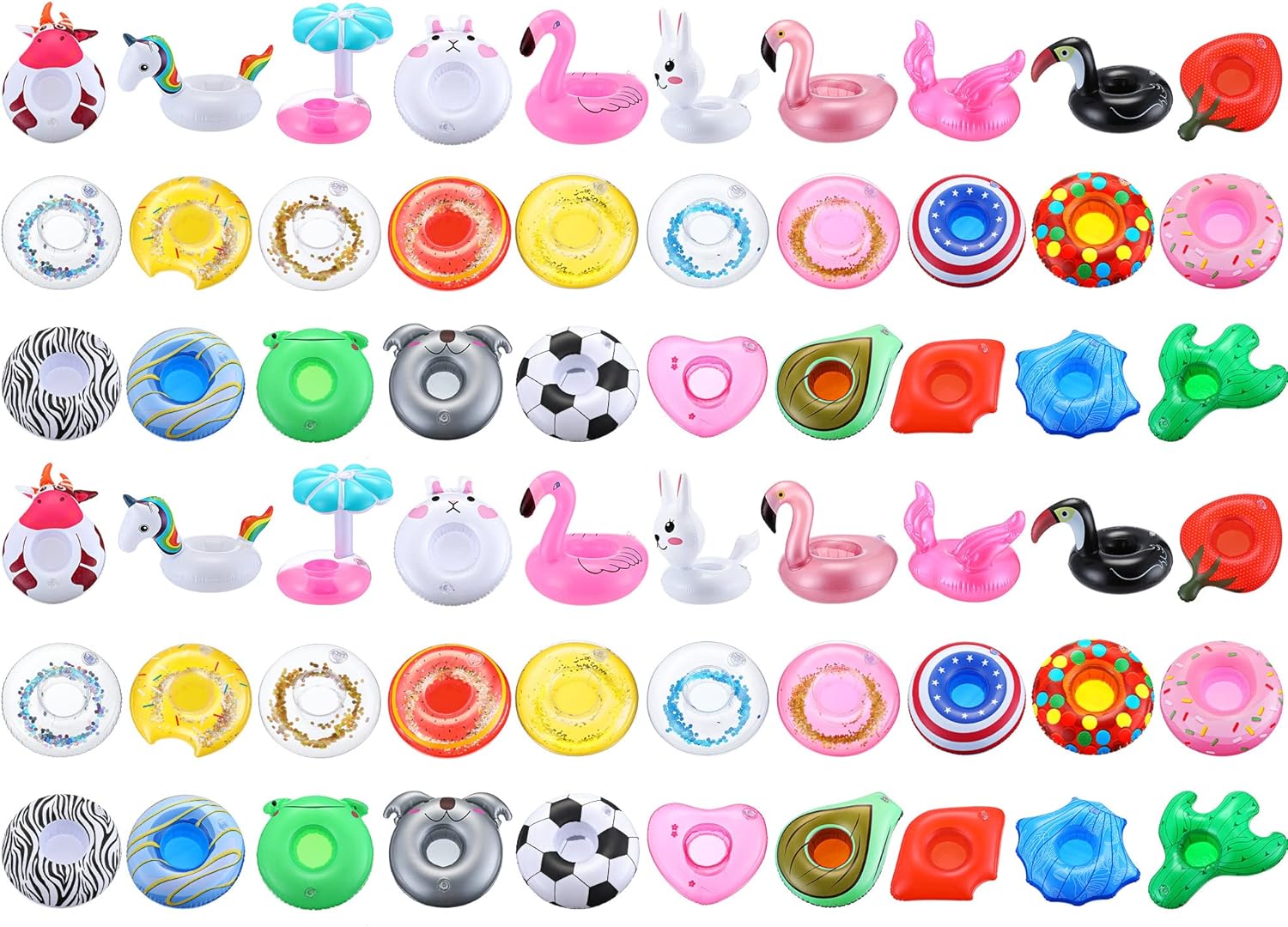 60 Pcs Pool Drink Floats Inflatable Drink Holder Drink
