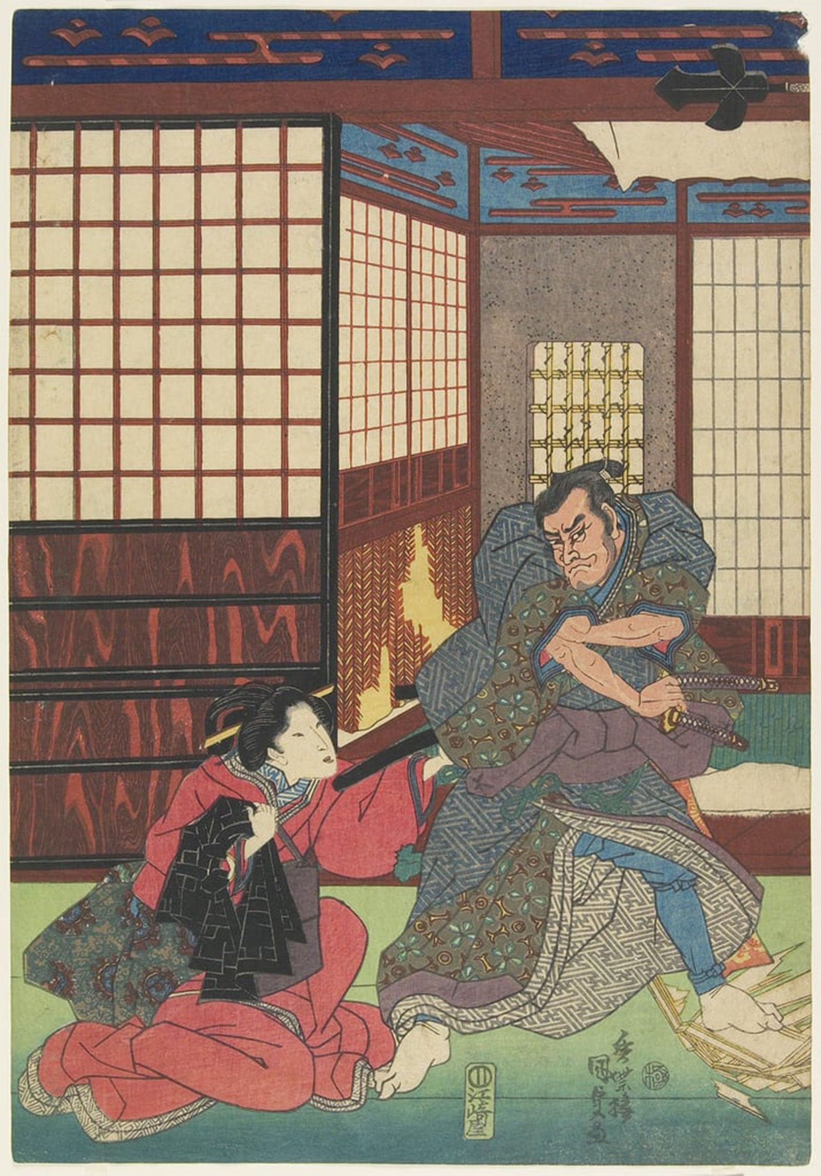 ARTXLXXBN Famous Painting Canvas Artwork Graffiti Print Scene From an Game by Utagawa Kunisada Portrait Canvas Image for Home Decor 60x90cm