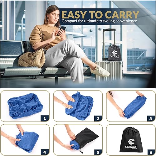 Miniatura 4 de Reposapiés inflable para avión con bomba de mano y bolsa de transporte, reposapiés de viaje  Extensor de silla de avión para niños, cama de avión