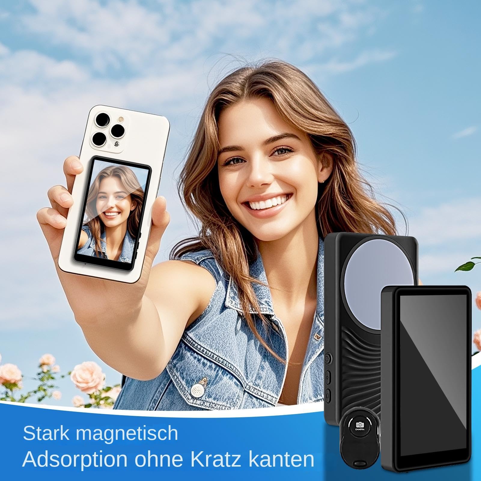 Monitor per Autoscatti Vlog Schermo Monitor Selfie Magnetico Per Streaming | Accessorio Magnetico Per Smartphone Per Casa Viaggio Interni Esterni
