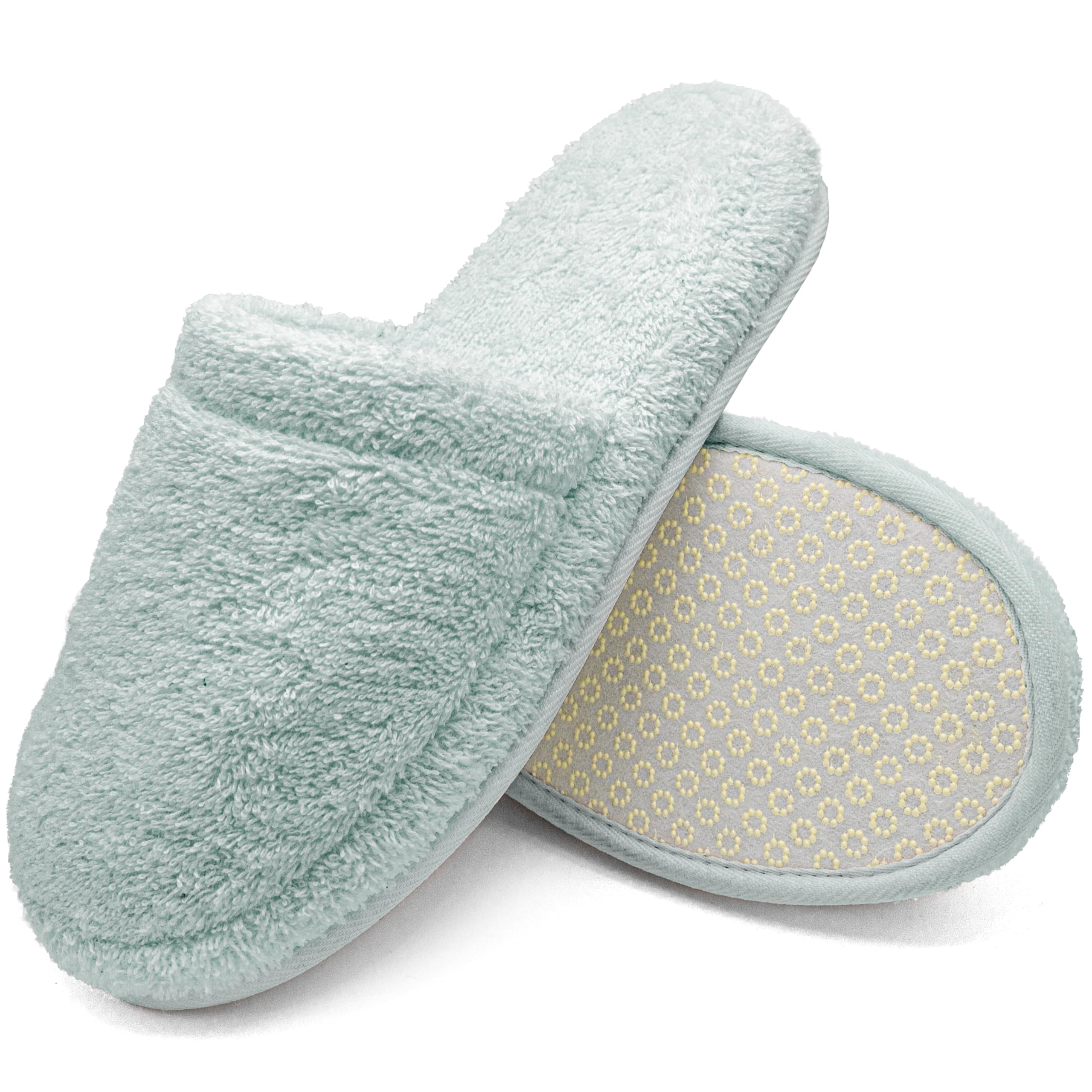 Ciabatte da bagno in spugna – Pantofole per ospiti in cotone con memory foam, antiscivolo, lavabili – Per sauna, hotel, spa – Taglia 38–42/43–46
