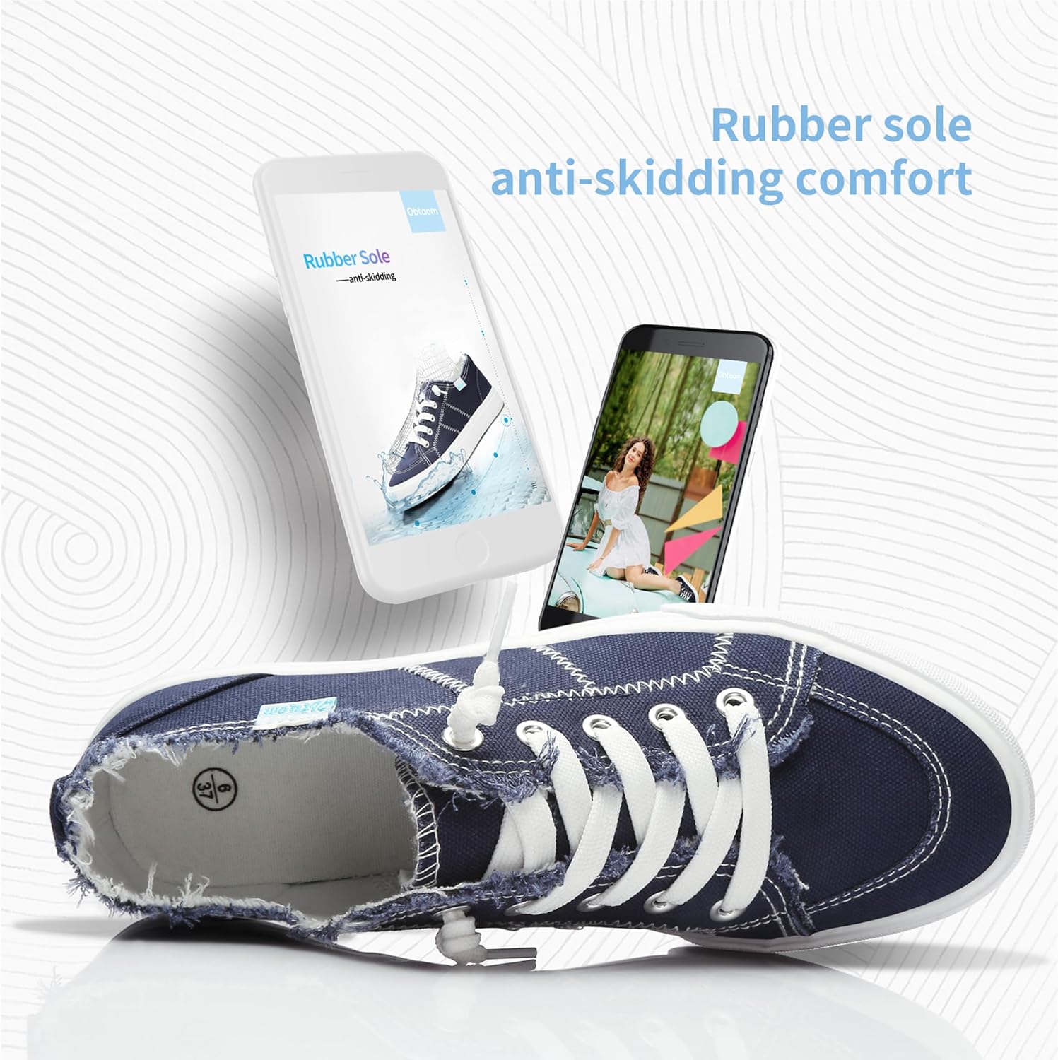 Obtaom Women's Play Fashion Sneaker White Color Washed and Leopard Canvas Slip on Shoes - Image 7