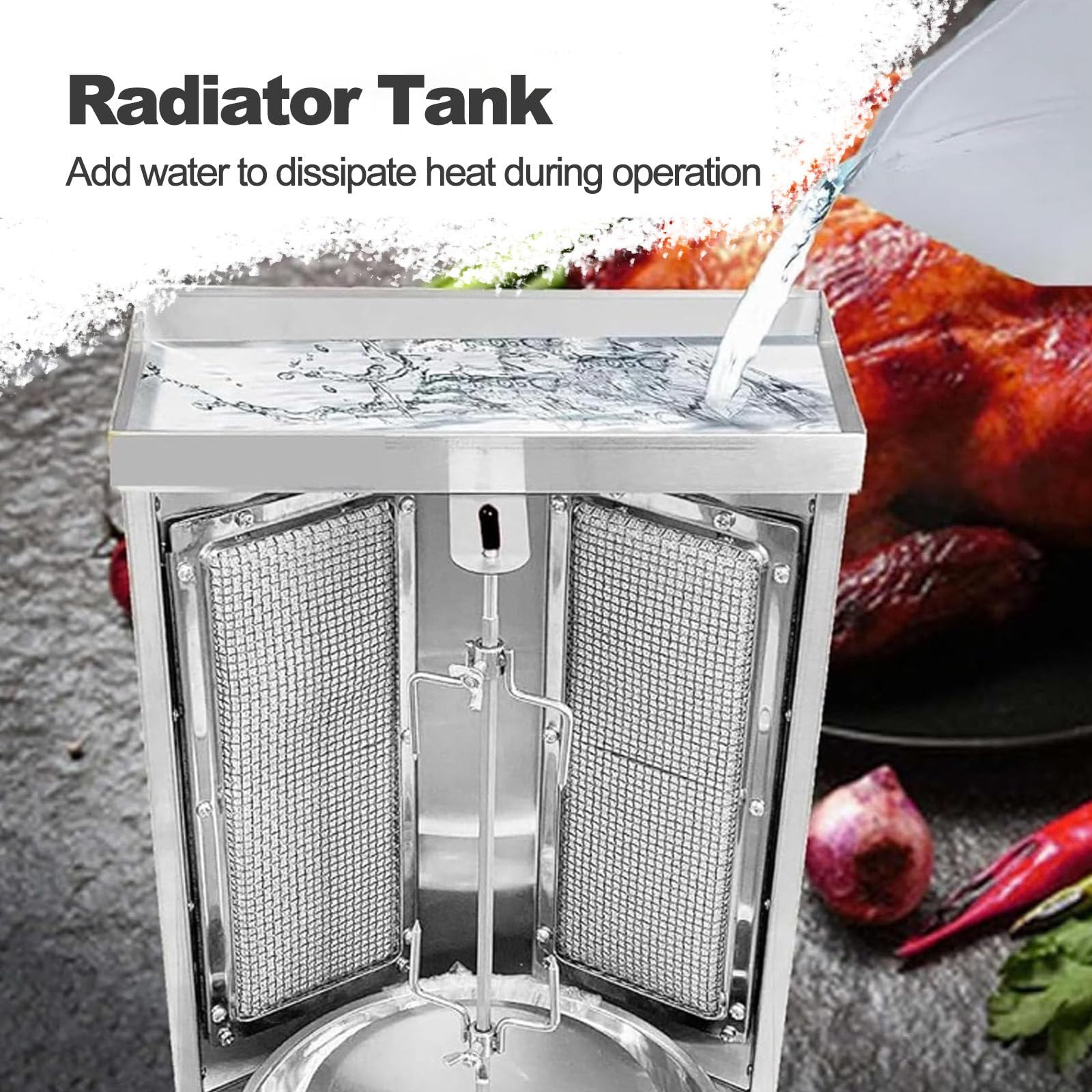 Máquina de barbacoa de gas, máquina de barbacoa vertical de 3000 W, máquina de barbacoa giroscópica giratoria para shawarma, adecuada para asar pollo, cordero, ternera y cerdo