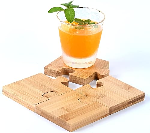 Posavasos de madera de bambú para bebidas y salvamanteles para ollas calientes, soporte para almohadilla de sartén, encimeras, mesas auxiliares, café
