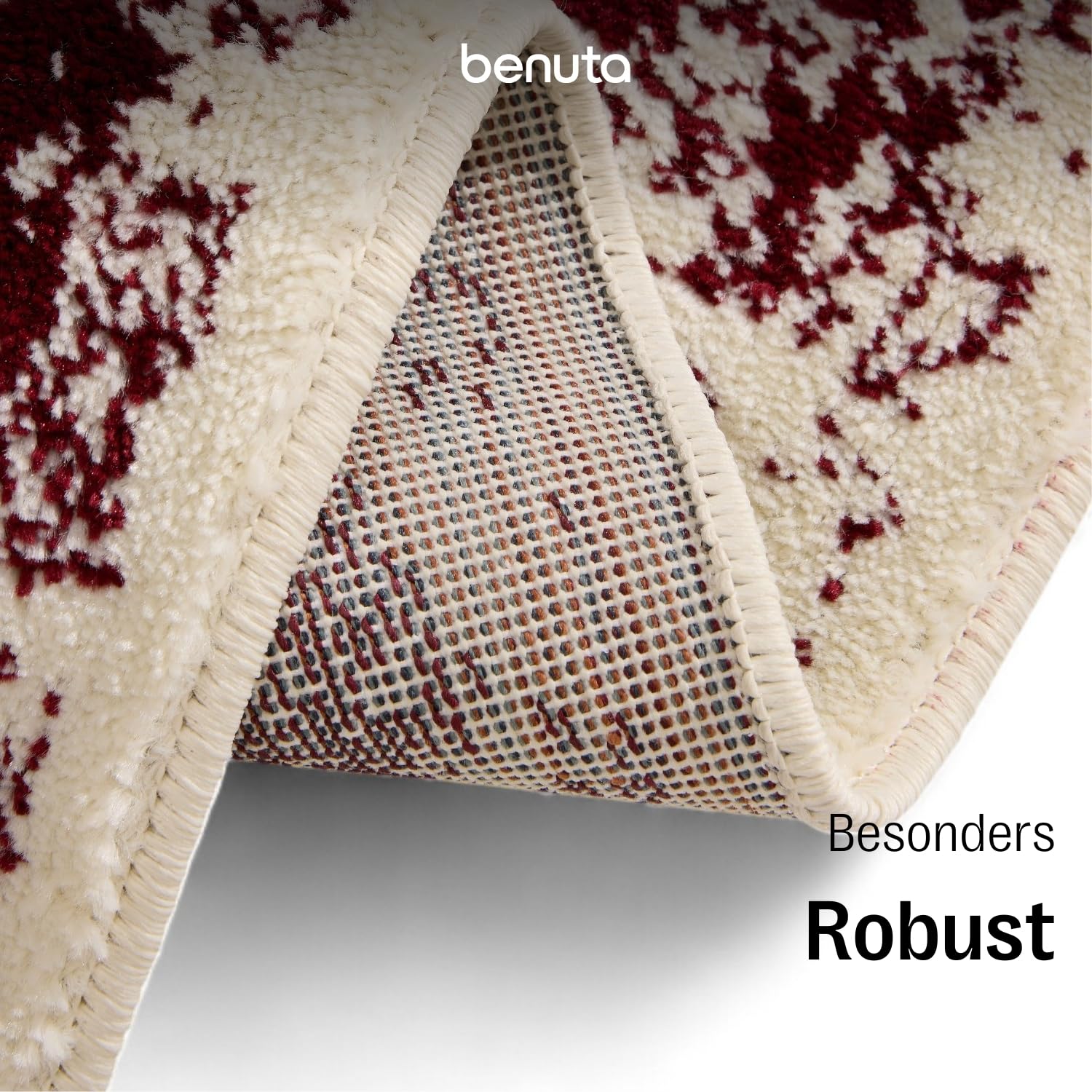 benuta Basic Teppich Suki - Creme/Rot 200x300 cm - Kunstfaser - Rechteckig & im Style: Vintage, Orient Style - Pflegeleicht für Wohnzimmer Schlafzimmer