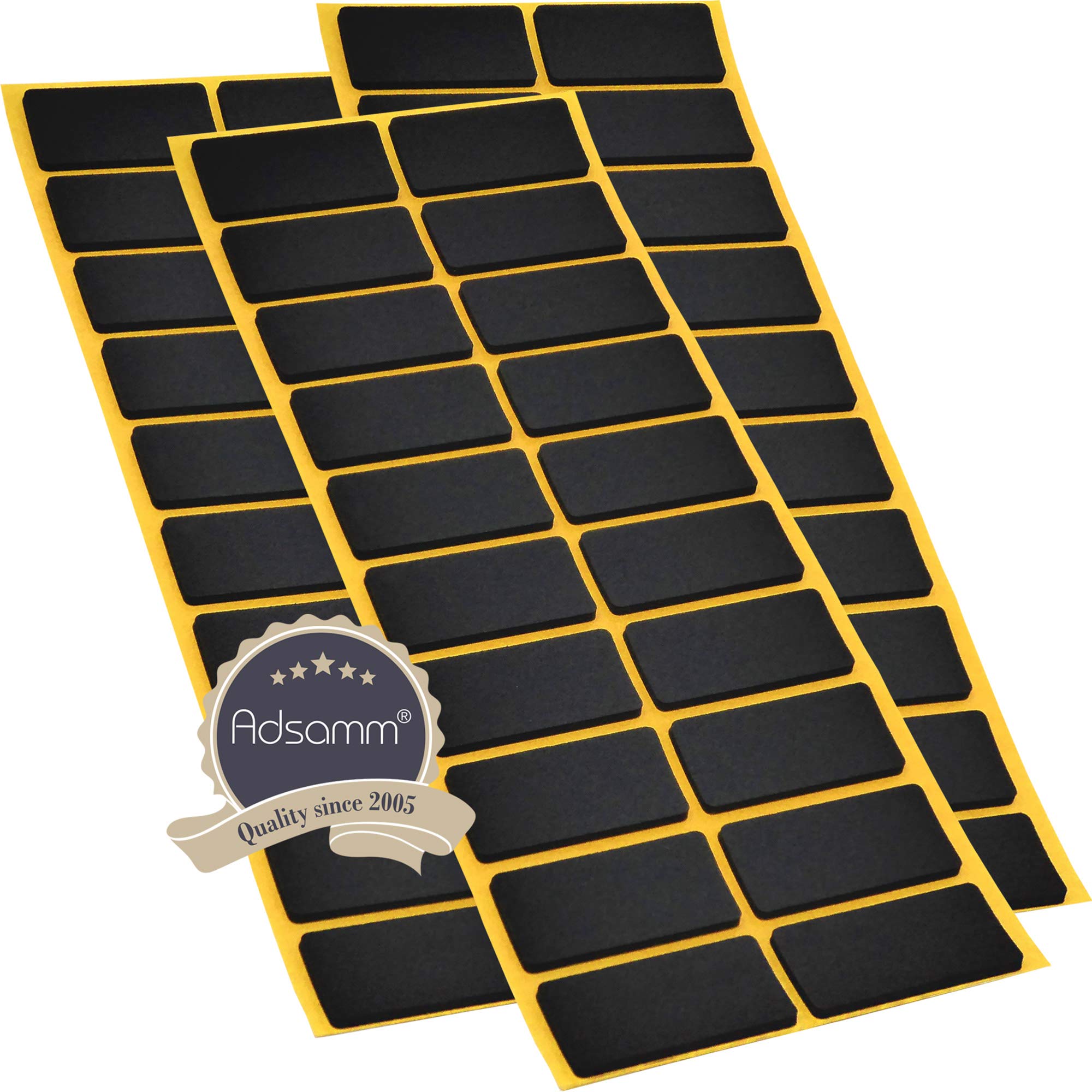Adsamm 60 x self-Adhesive Anti-Slip Pads Black 0 79x1 57 in 20x40 mm Rectangular Stick-on Non-Slip EPDM Rubber — view 2
