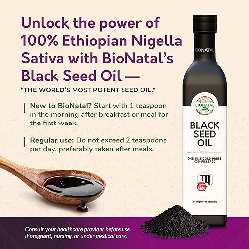 Miniatura 3 de BioNatal Aceite de Semilla Negra Etíope - Nigella Sativa Prensada en Frío que Produce Aceite de Semilla de Comino Negro, Sin Refinar y Sin Filtrar,