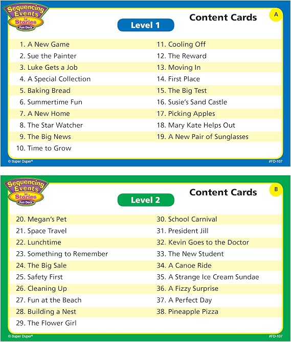 Super Duper Publications | Sequencing Events in Stories Fun Deck Flash Cards | Educational Learning Resource for Children