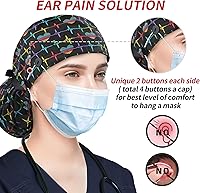 Vista 2 de ABAMERICA Scrub Caps for Women Surgical Caps Nurse Hat Functional Ponytail Holder for Long Hair Single or Satin-Lined