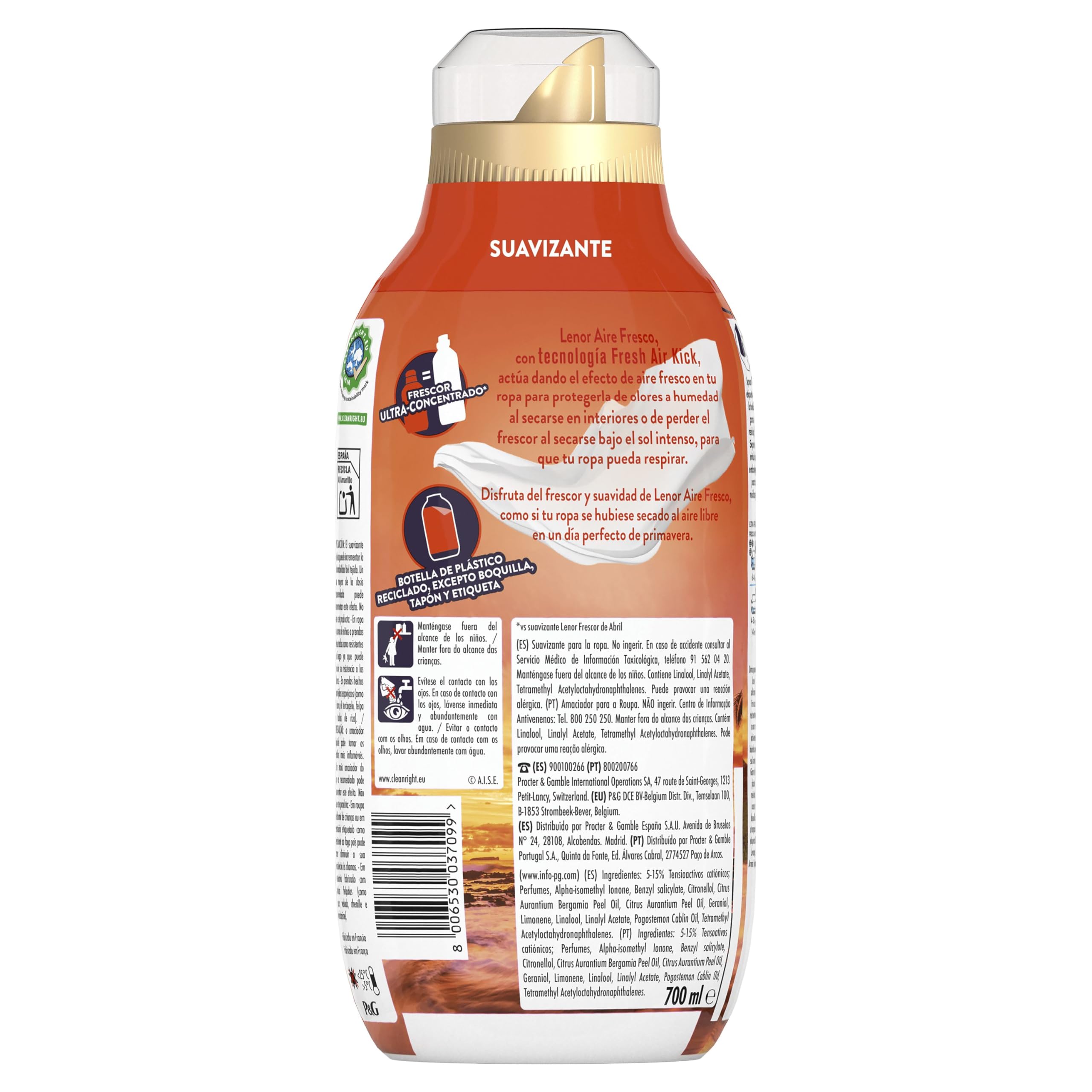 Lenor Aire Fresco Suavizante para ropa, 400 Lavados, Flores Tropical, 400 Lavados, Pack de 8, Frescor resistente al secado en ambientes húmedos o bajo el sol intenso