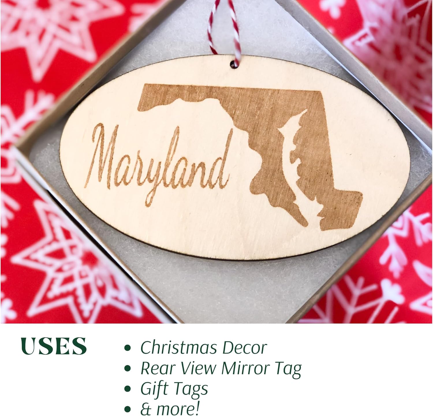 State Christmas Ornaments, Wooden Tree Holiday Decor, Unfinished Wood 2024 Cutout Shapes, United States Pride Gift Giving for Family, Neighbors, Coworkers (Massachusetts) - Image 5