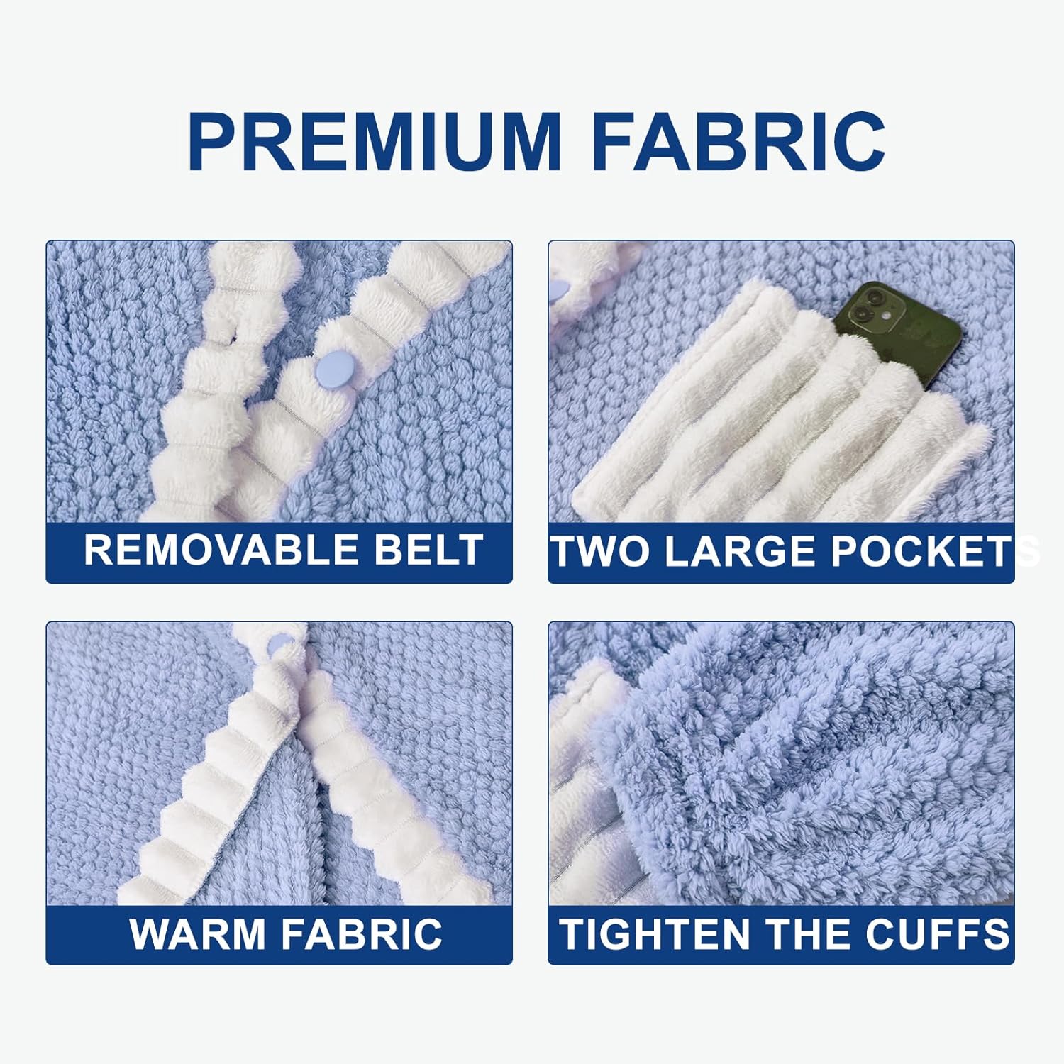 RONGTAI Women's Long Plush Fleece Kimono Robe with Pockets Button Down Night Gowns S-XXL