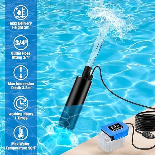 Miniatura 2 de Bomba de transferencia de agua compatible con batería Kobalt de 24 V, 30 Lmin, elevación de 15 pies, bomba de agua con potencia máxima de 7 A, bomba