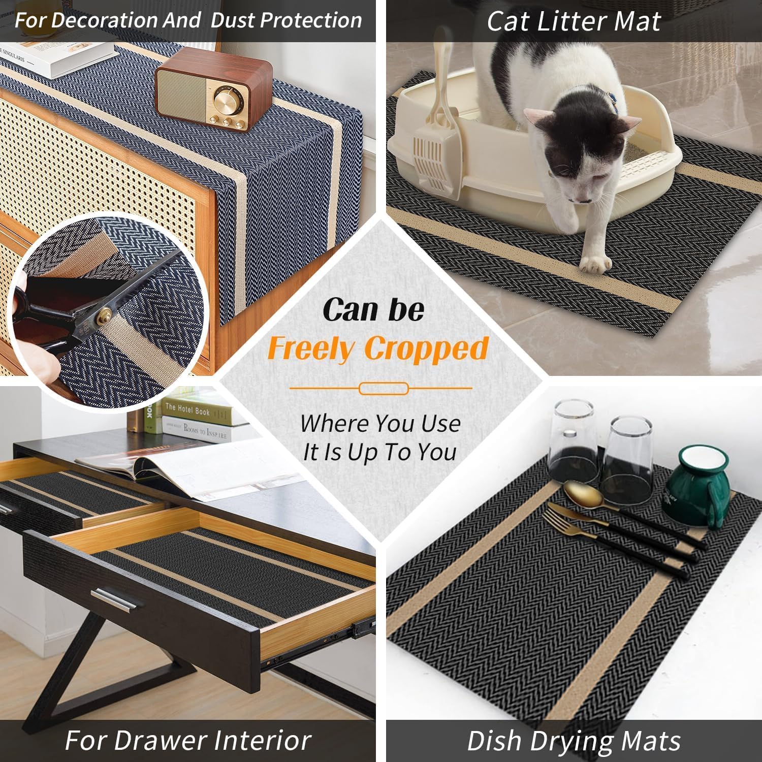 Wosta Dining Table Placemat Set, PVC Material, Non-Slip, Washable and Heat Resistant, Table Runner 180cm x 30cm (D - White Table Runner) 3