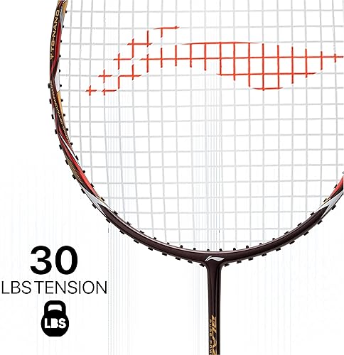 Miniatura 6 de Li-Ning Blaze 100 - Raqueta de badmiton de fibra de carbono con cubierta completa gratuita (Merlotdoradorojo, 2.88 onzas)