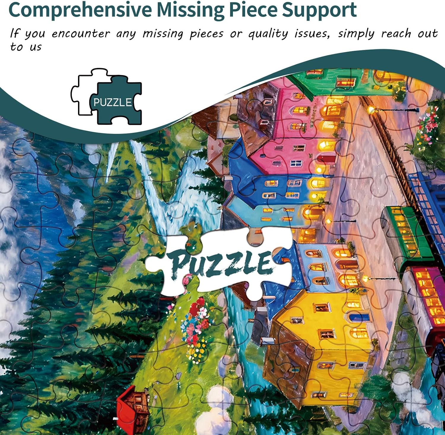 Alpine Village Sunset Puzzles for Adults 500 Piece, Jigsaw Puzzles for Adults, Adult Challenging Game Toys, Impossible Puzzle, Family Decoration, Educational Puzzle