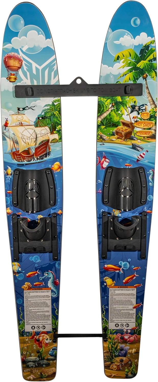 HO Sports Hot Shot Kids Water Ski Trainers with Bar & Rope - Ultimate Training Water Skis System, 48”, Youth and Kids up to 70 lbs