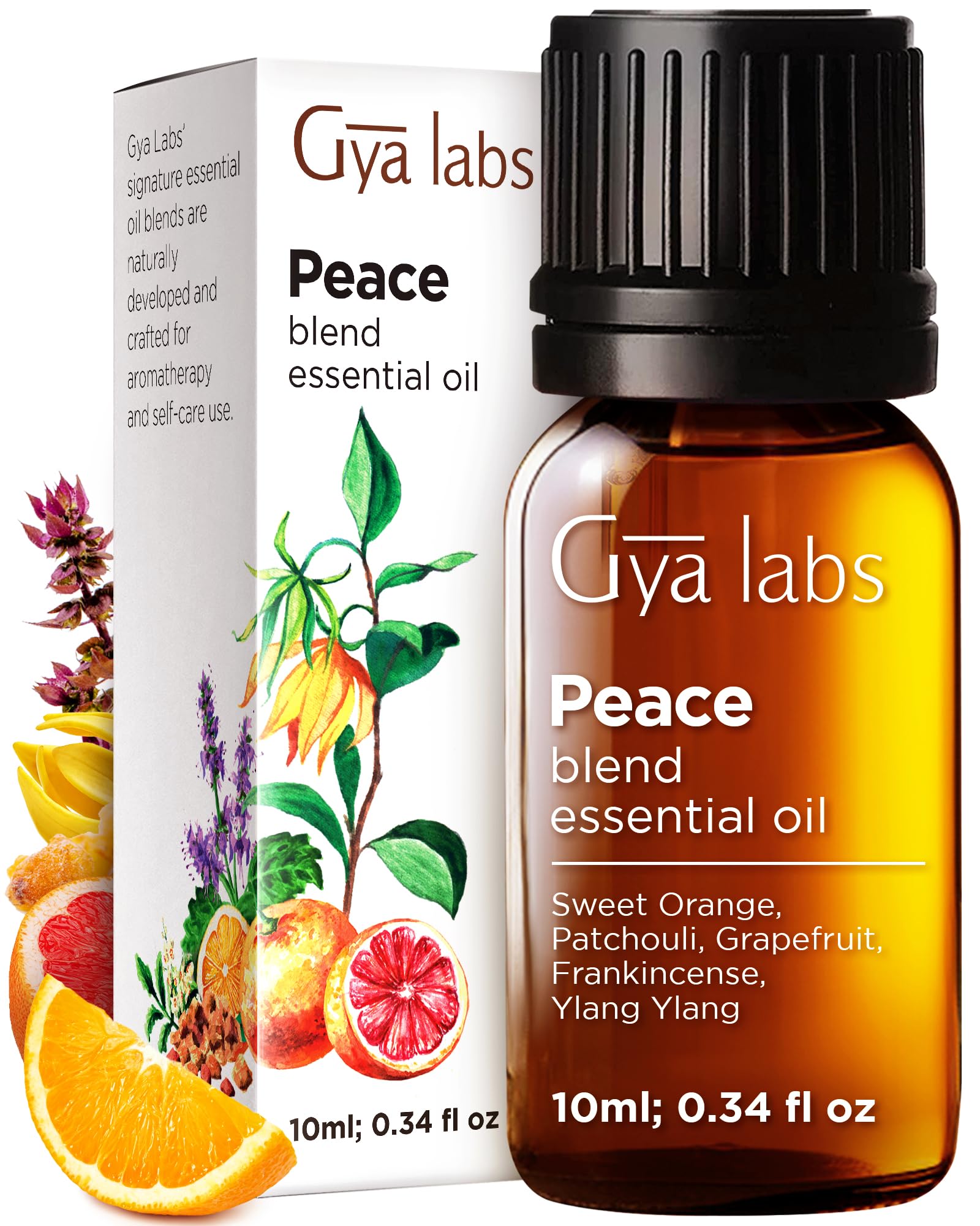 Gya Labs Peace Essential Oil Blend for Diffuser, Aromatherapy, Candle Making & DIY - Ingredients of Frankincense, Grapefruit & Patchouli (0.34 Fl Oz)