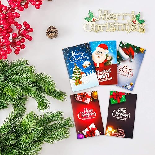 Miniatura 3 de Tarjeta de regalo de Navidad en 5 diseños festivos lindos diseños festivos, 30 tarjetas de felicitación de Navidad y 30 sobres, soporte para dinero