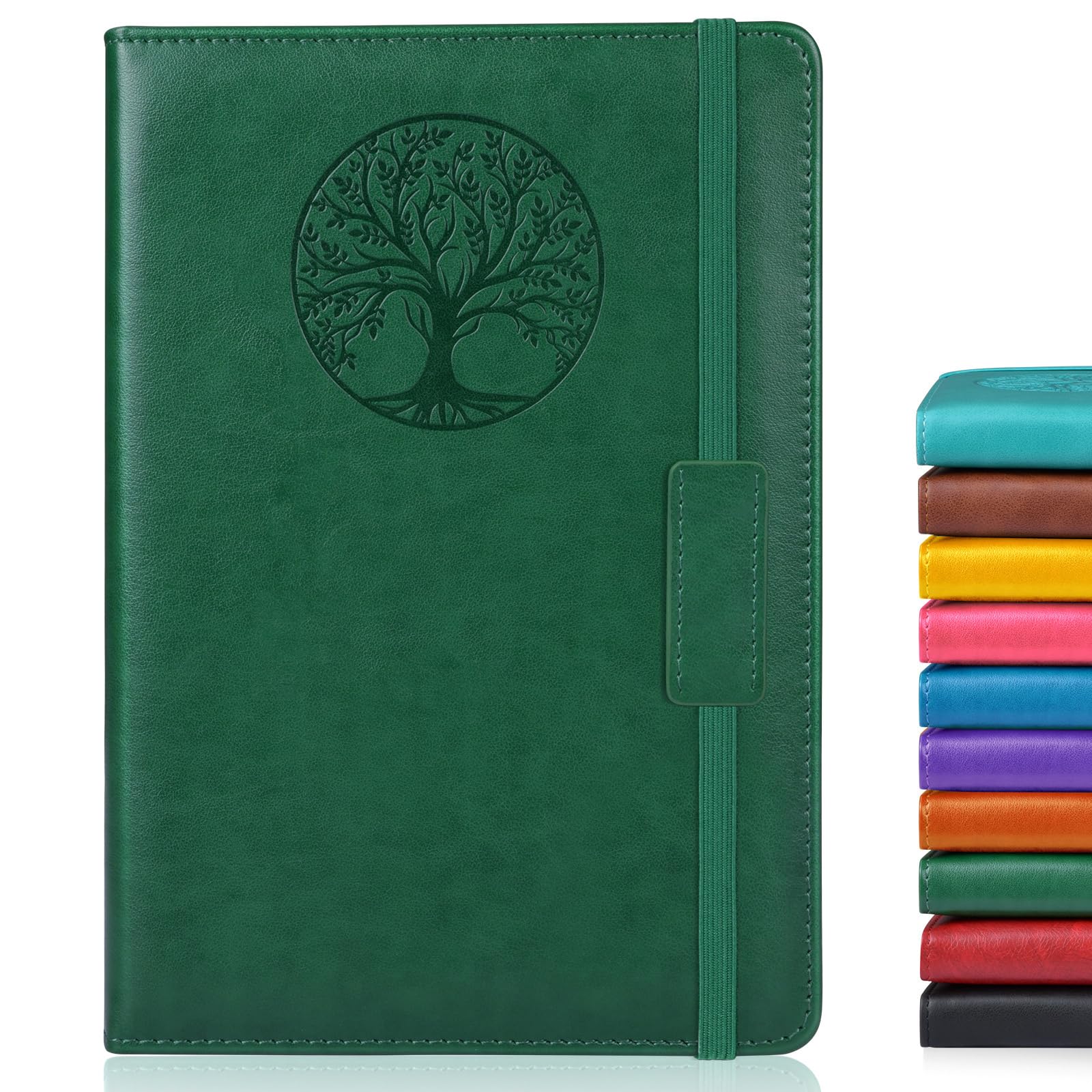 Lined Journal Notebook for Women Men,256 Pages A5 Hardcover Leather Journals for Writing,Travel,Business,Work & School,College Ruled Notebooks for Note Taking,Diary Notepad 5.7"×8.3"(green)