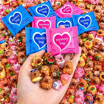 50 Pcs Capybara Mystery Box Blind Bags, Mini Resin Capybara Figures Surprise Toys, Partial Glow Mini Animal Figurines Collectible Set, Mini Toys for Kids DIY Fairy Garden Decor Party Favors