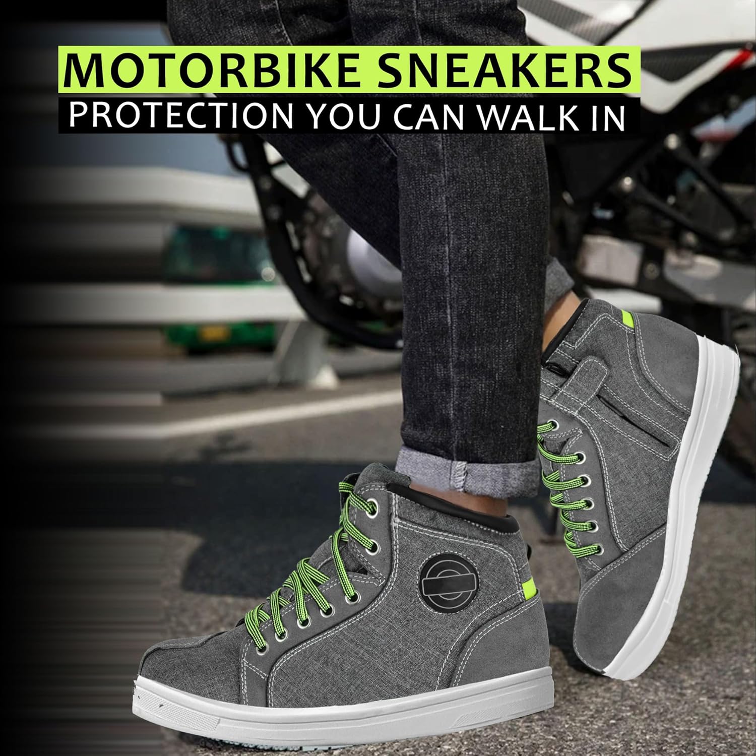 Men's Motorbike Shoes Waterproof Breathable Motorcycle Riding Sneakers Anti-Slip Boots for Walking & Motocross Summer Footwear