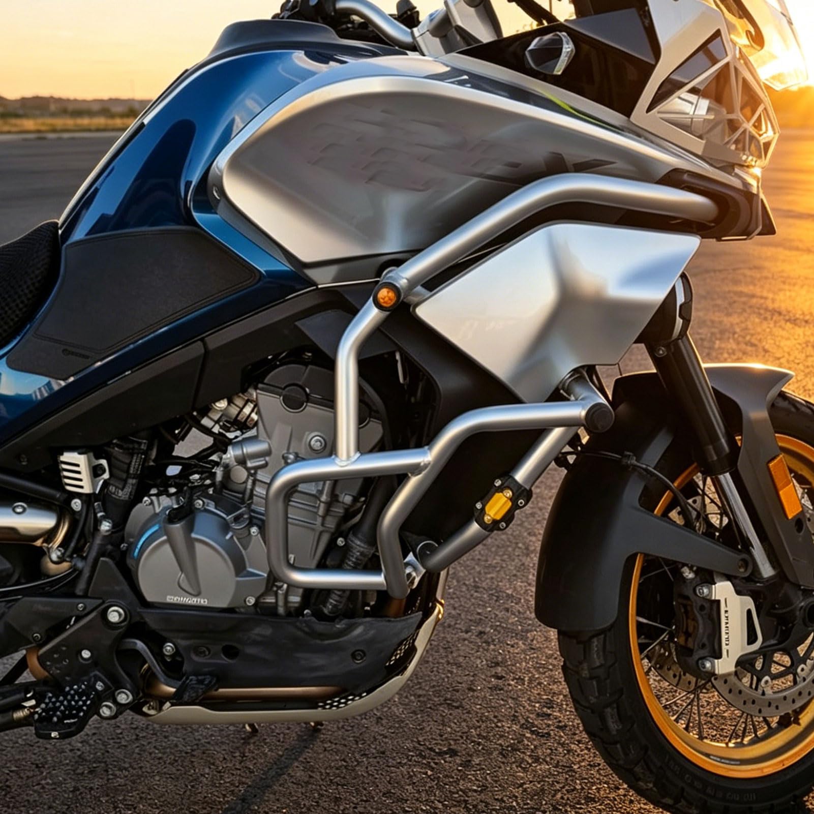 Motor-Highway-Heringe, Stahl-Motor-Sturzbügelschutz, Stoßstange, silberfarben, passend für CFMOTO CF Moto 800MT 800 MT Zubehör 2021 2022 2023 2024 (Silber)